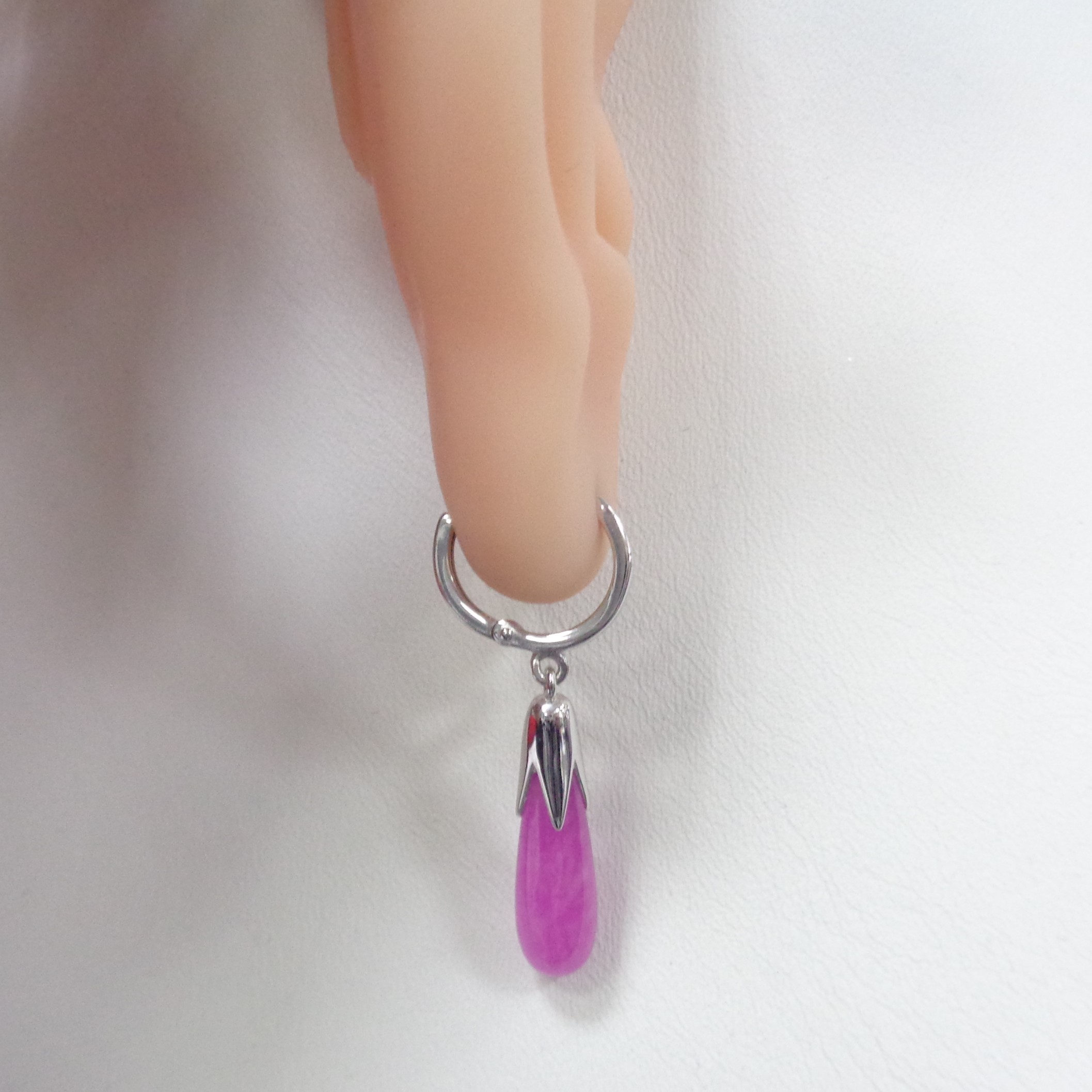 Серебряные серьги-конго с жадеитами